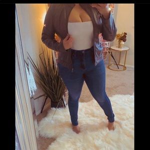 Jou Jou grey leather jacket